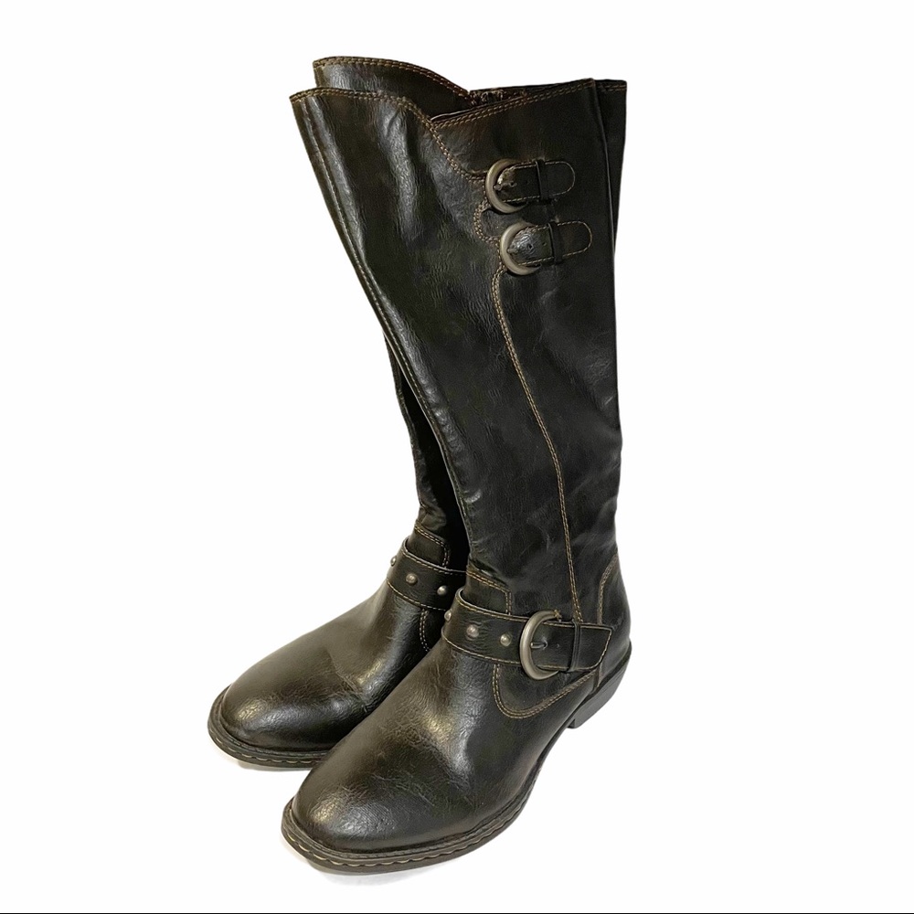 B.O.C Size 6 Brown Pebbled Faux Leather Knee High Riding Boots
